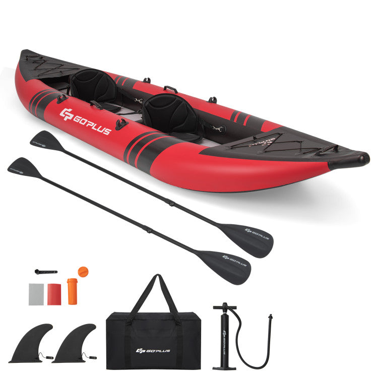 Portable Inflatable Kayak 2-Person Touring Kayaks Set with Aluminium Paddles and Carry Bag