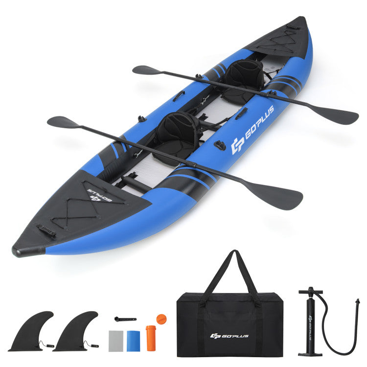 Portable Inflatable Kayak 2-Person Touring Kayaks Set with Aluminium Paddles and Carry Bag