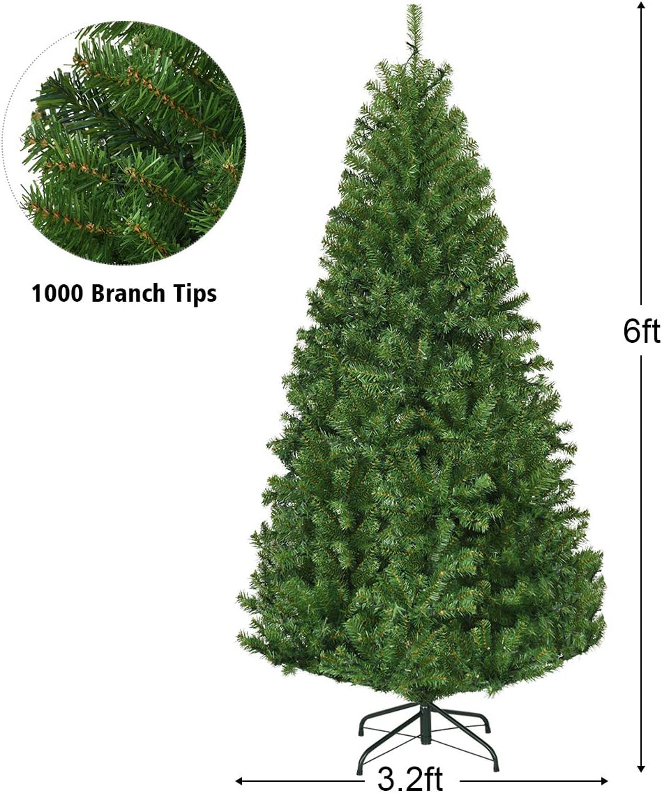 Pre-Lit Artificial Christmas Tree with Multicolored 150 LED Lights and Metal Stand