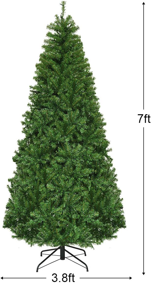 Pre-Lit Artificial Christmas Tree with Multicolored 150 LED Lights and Metal Stand