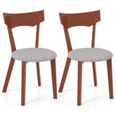Set of 2 Wooden Dining Chairs Mid-Century Modern Kitchen Side Chairs with Curved Back and Cushioned Seat