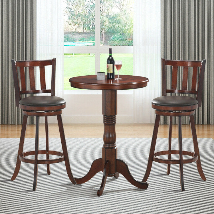 Set of 2 Bar Stools Counter Height Dining Chair 360 Degree Swivel Barstool Set with Cushion