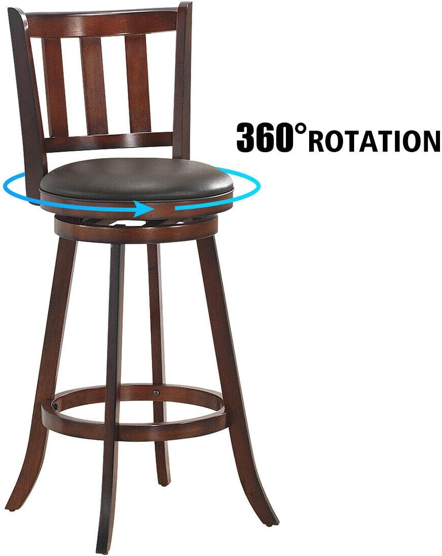 Set of 2 Bar Stools Counter Height Dining Chair 360 Degree Swivel Barstool Set with Cushion