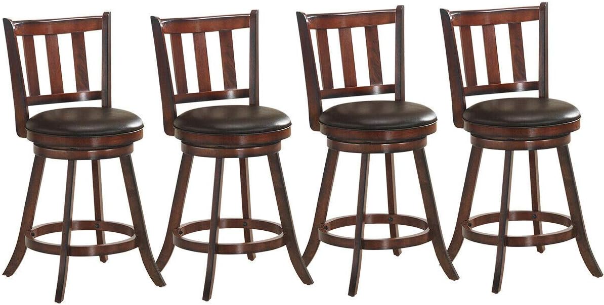 Set of 2 Bar Stools Counter Height Dining Chair 360 Degree Swivel Barstool Set with Cushion