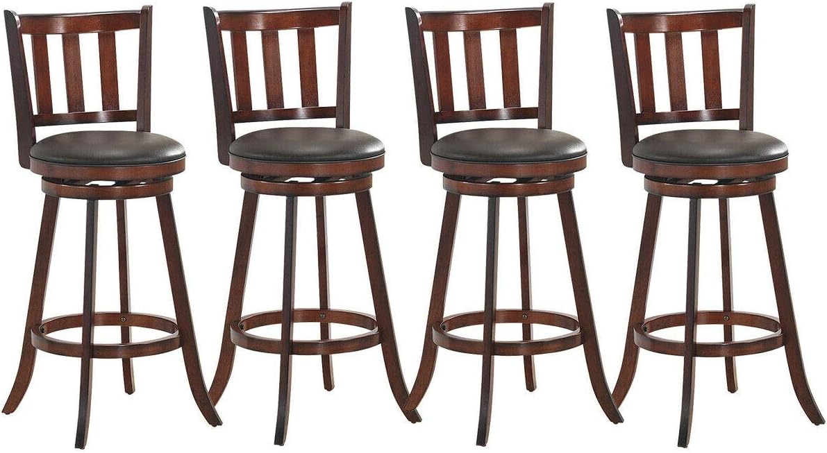 Set of 2 Bar Stools Counter Height Dining Chair 360 Degree Swivel Barstool Set with Cushion