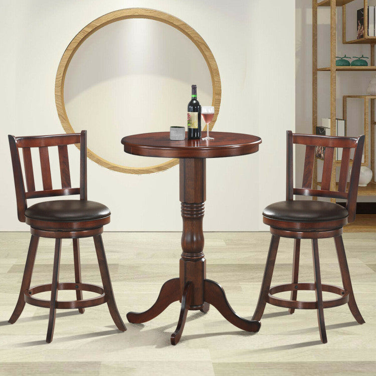 Set of 2 Bar Stools Counter Height Dining Chair 360 Degree Swivel Barstool Set with Cushion