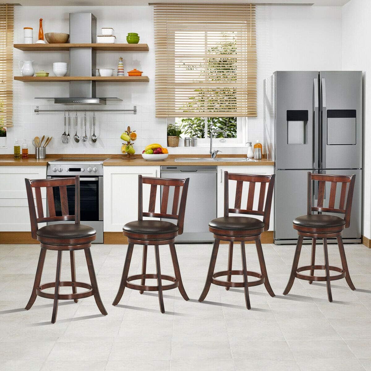 Set of 2 Bar Stools Counter Height Dining Chair 360 Degree Swivel Barstool Set with Cushion