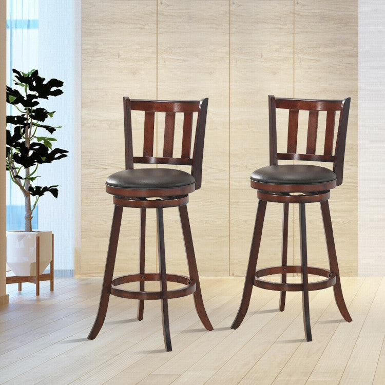 Set of 2 Bar Stools Counter Height Dining Chair 360 Degree Swivel Barstool Set with Cushion