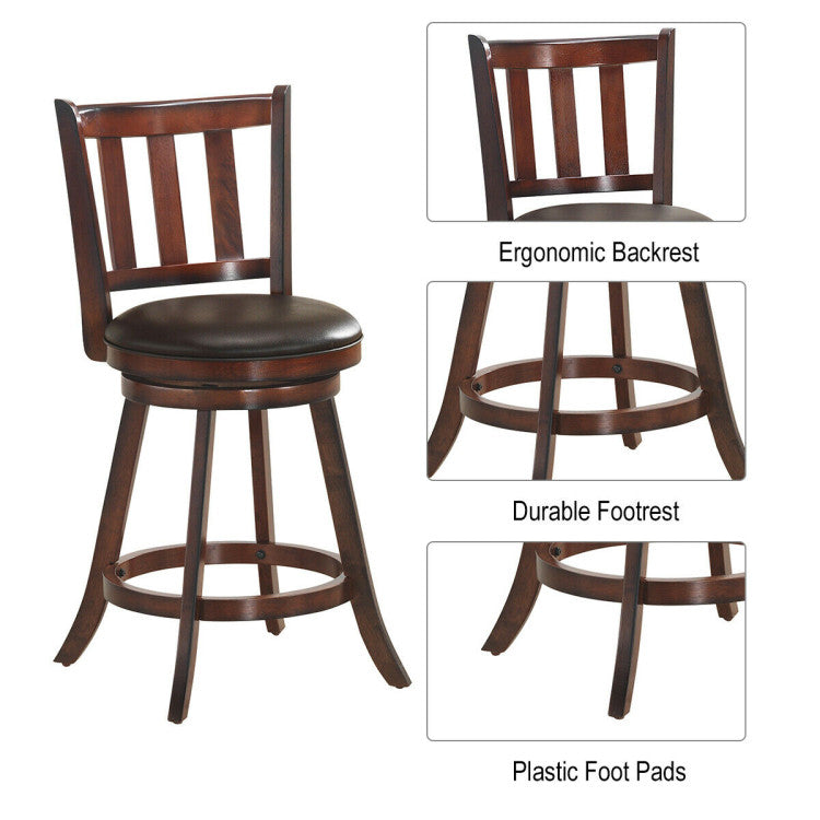 Set of 2 Bar Stools Counter Height Dining Chair 360 Degree Swivel Barstool Set with Cushion