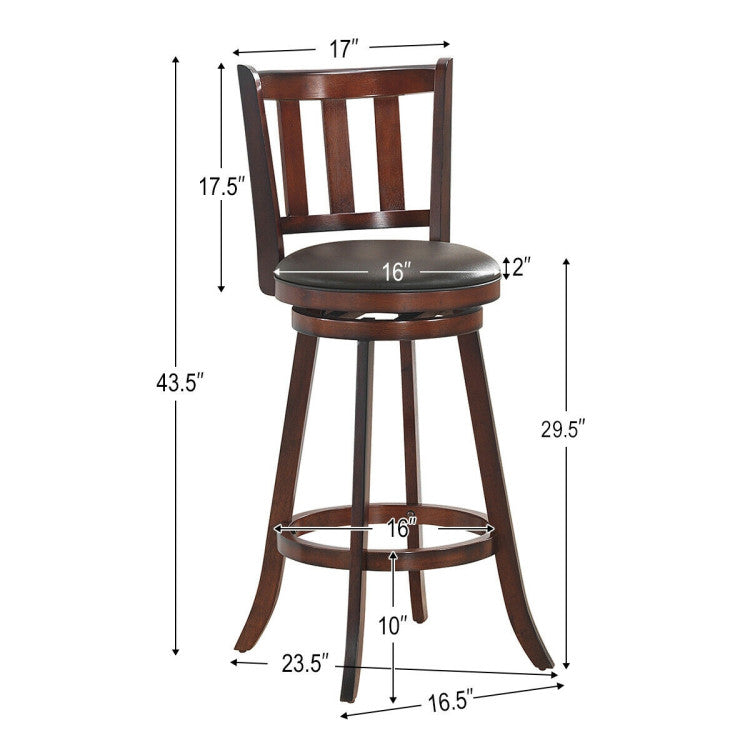 Set of 2 Bar Stools Counter Height Dining Chair 360 Degree Swivel Barstool Set with Cushion