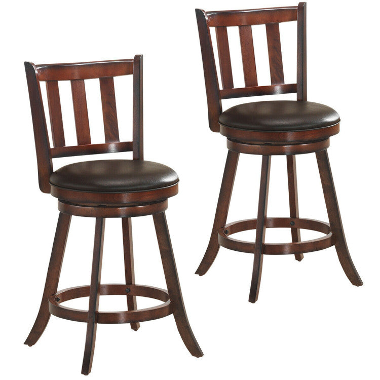 Set of 2 Bar Stools Counter Height Dining Chair 360 Degree Swivel Barstool Set with Cushion