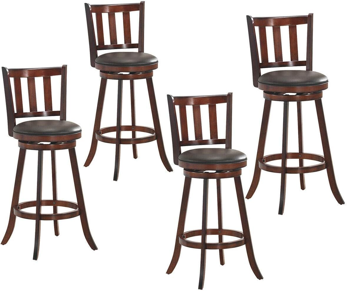 Set of 2 Bar Stools Counter Height Dining Chair 360 Degree Swivel Barstool Set with Cushion