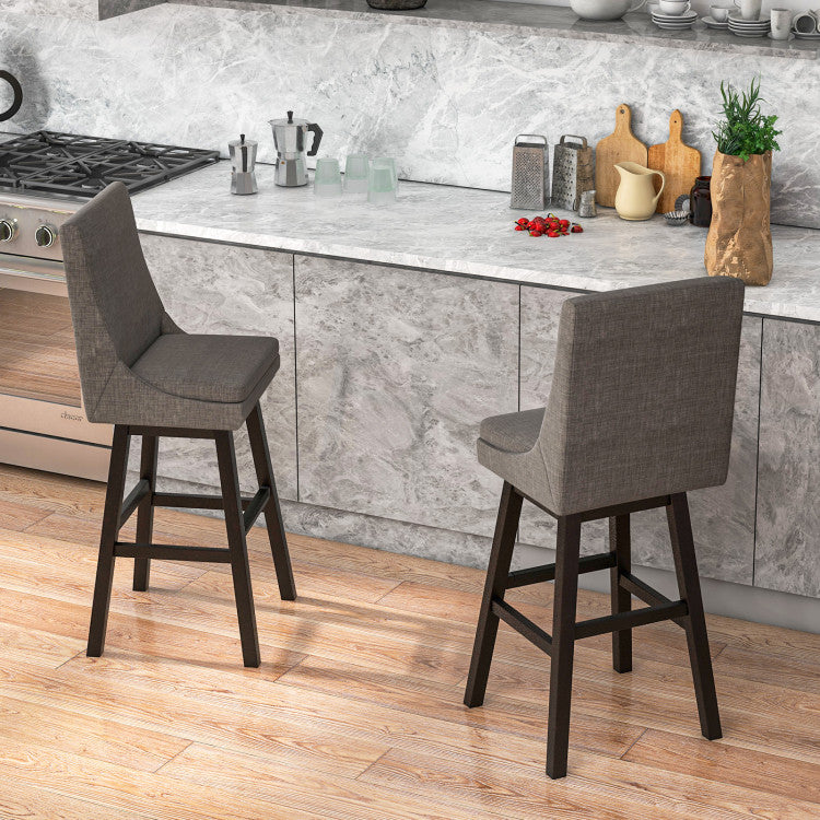 Set of 2 Counter Height Barstools 360° Swivel Bar Stool Seat Dining Chairs with Footrest and Cushion