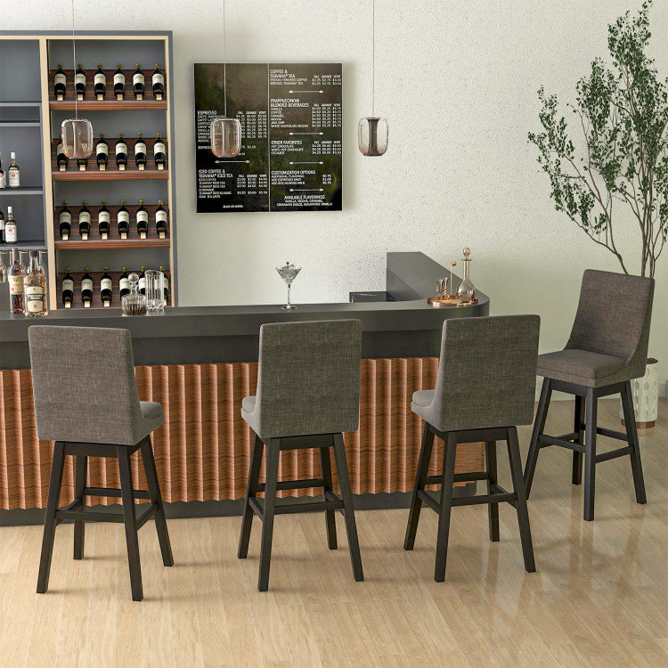 Set of 2 Counter Height Barstools 360° Swivel Bar Stool Seat Dining Chairs with Footrest and Cushion