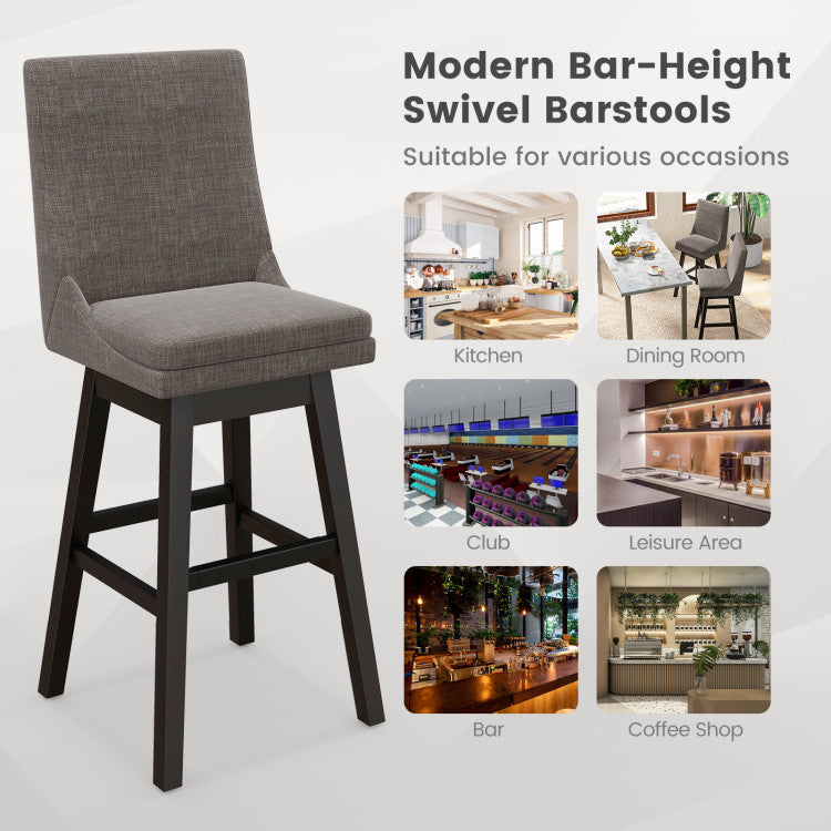 Set of 2 Counter Height Barstools 360° Swivel Bar Stool Seat Dining Chairs with Footrest and Cushion