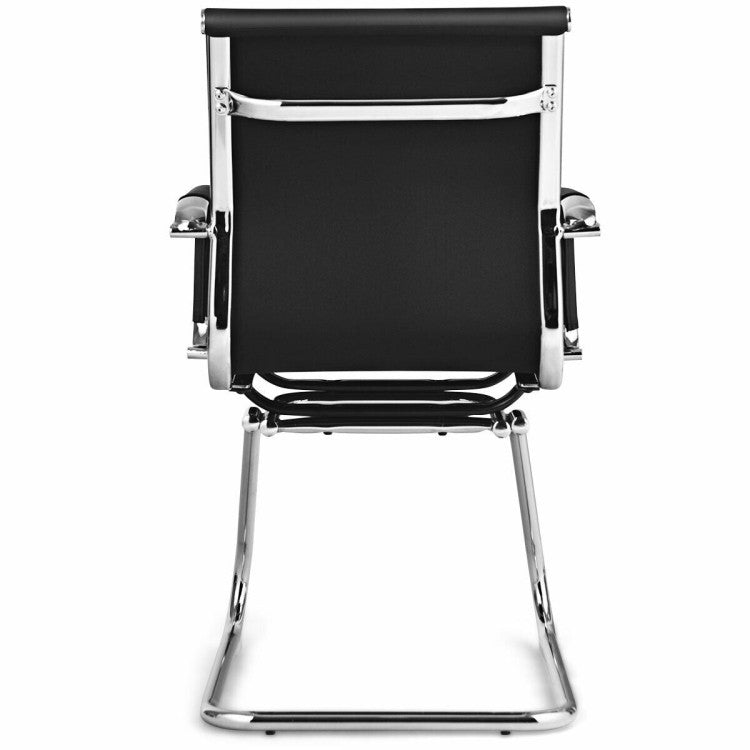 Set of 2 Office Guest Chair Heavy Duty Conference Reception Chair with Protective Arm Sleeves and Sled Base