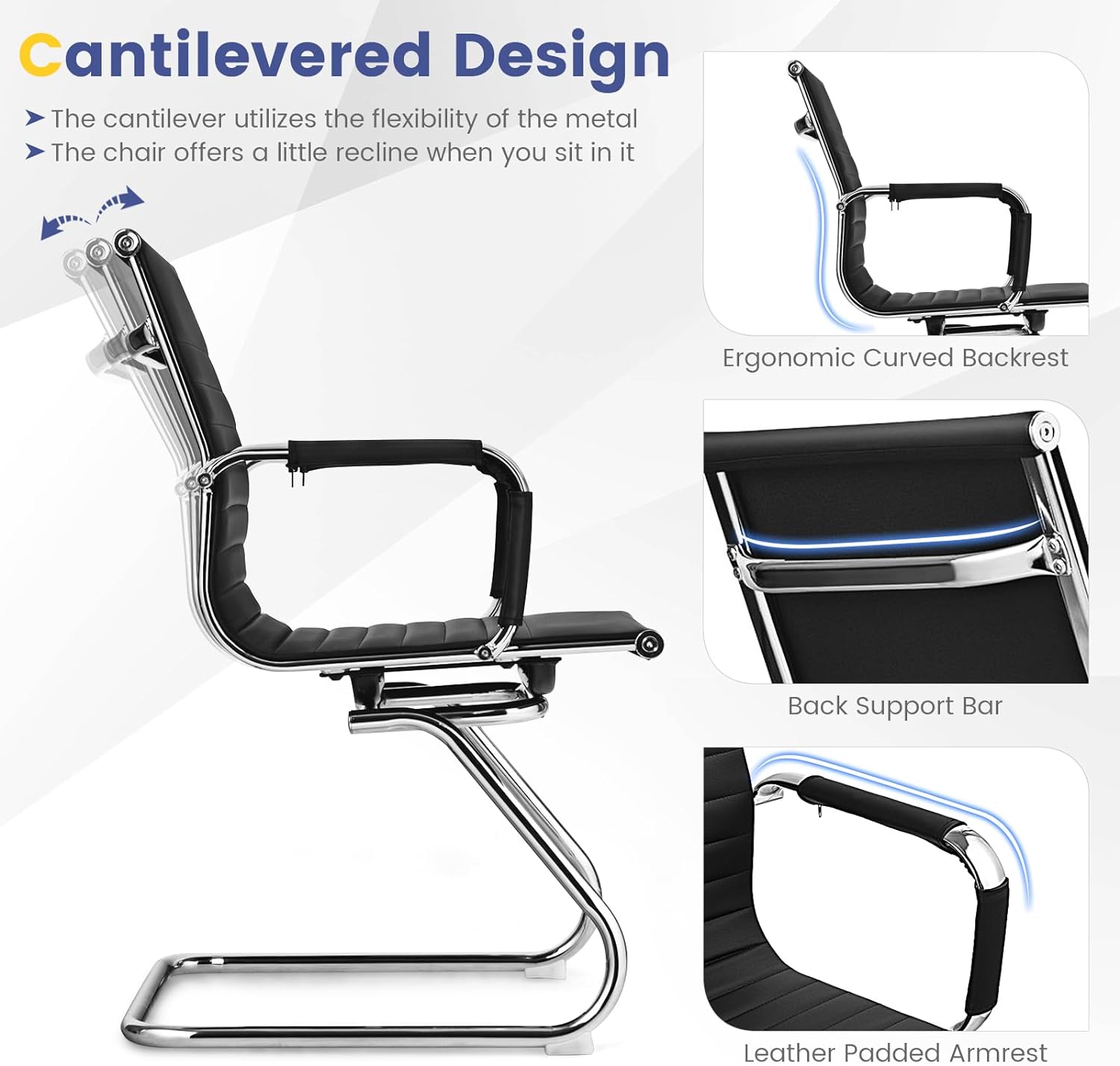 Set of 2 Office Guest Chair Heavy Duty Conference Reception Chair with Protective Arm Sleeves and Sled Base