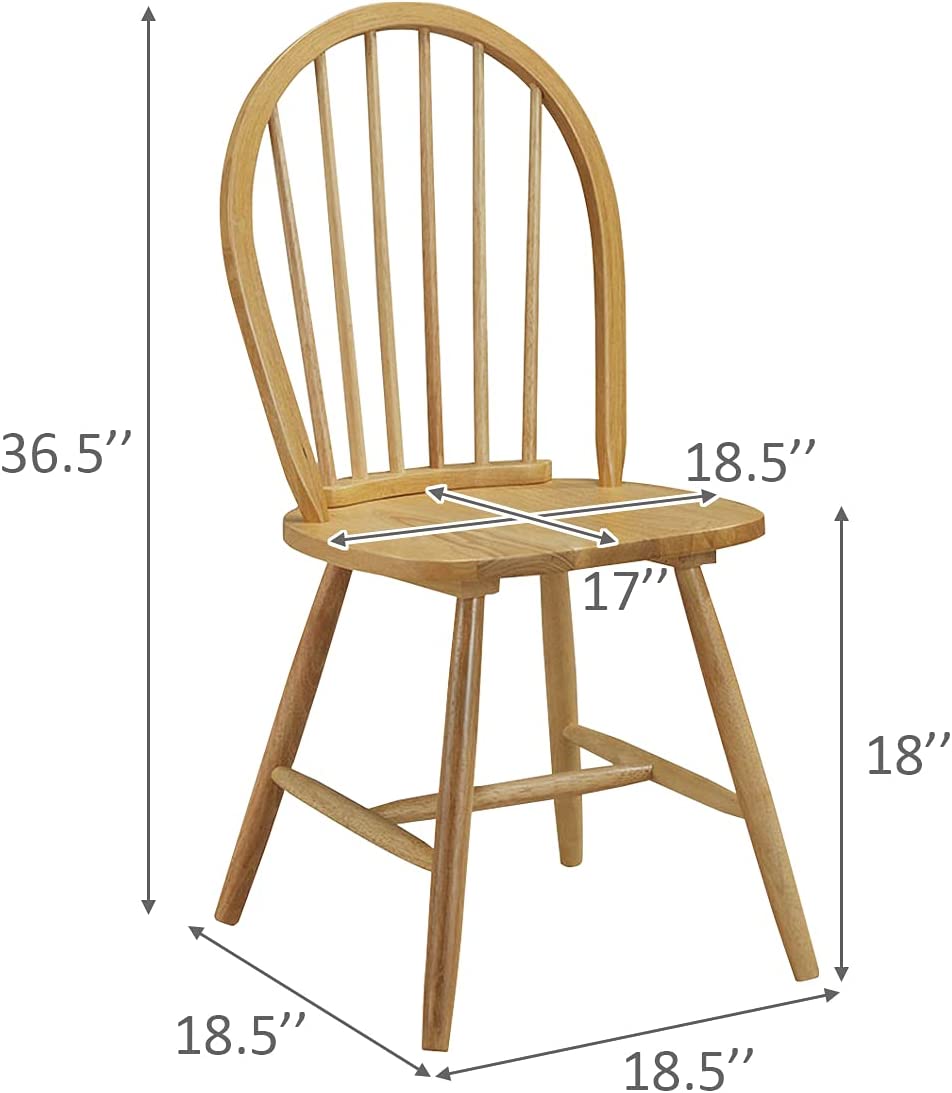 Set of 2 Vintage Windsor Wood Dining Chairs with Armless Spindle Back for Kitchen Dining Room