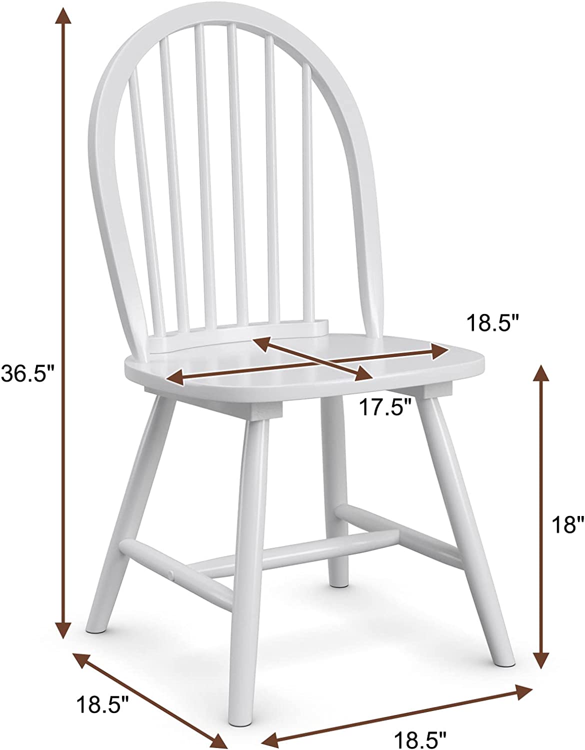 Set of 2 Vintage Windsor Wood Dining Chairs with Armless Spindle Back for Kitchen Dining Room