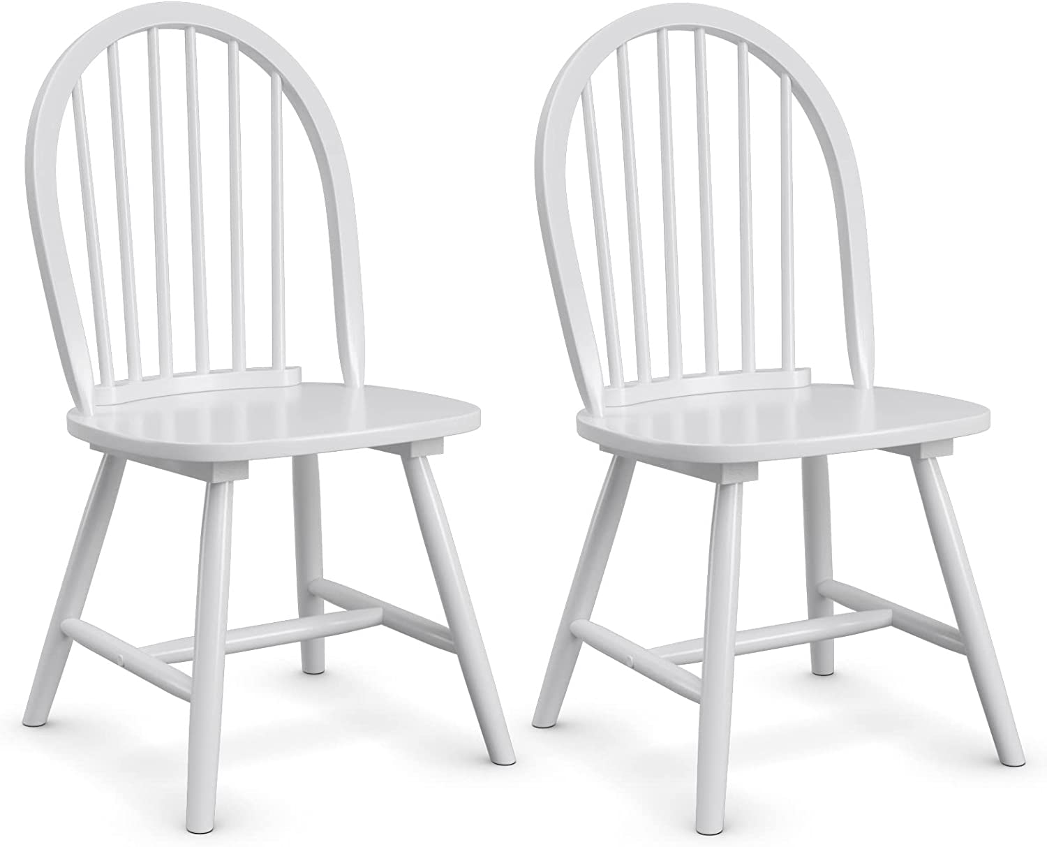 Set of 2 Vintage Windsor Wood Dining Chairs with Armless Spindle Back for Kitchen Dining Room