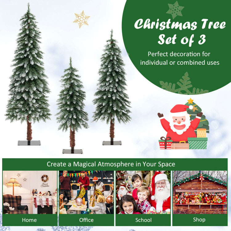 Set of 3 Pre-Lit Christmas Tree with LED lights