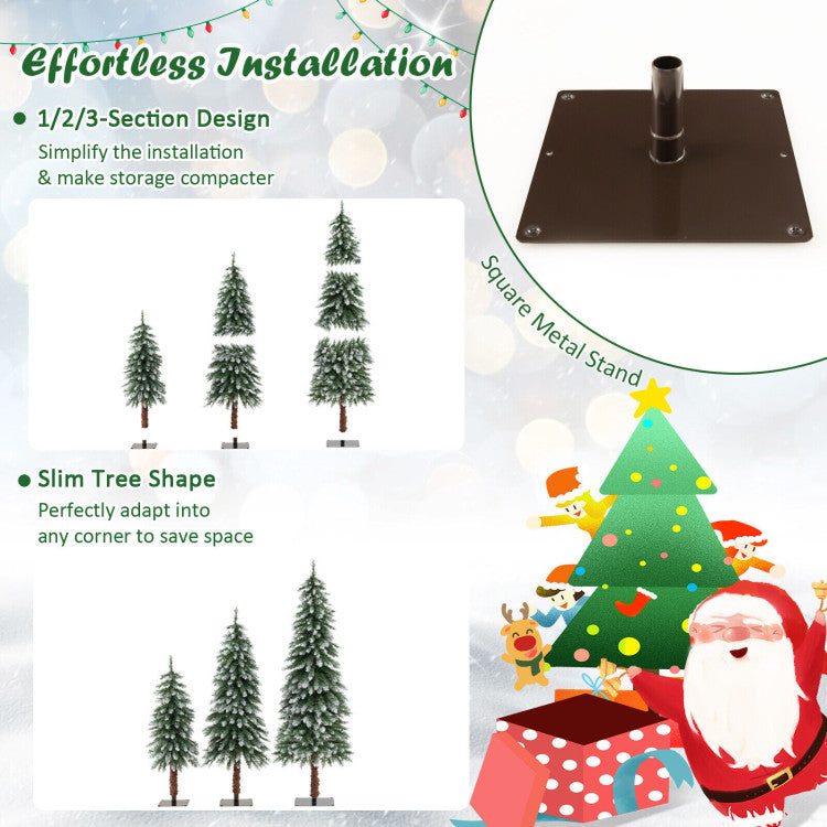 Set of 3 Pre-Lit Christmas Tree with LED lights