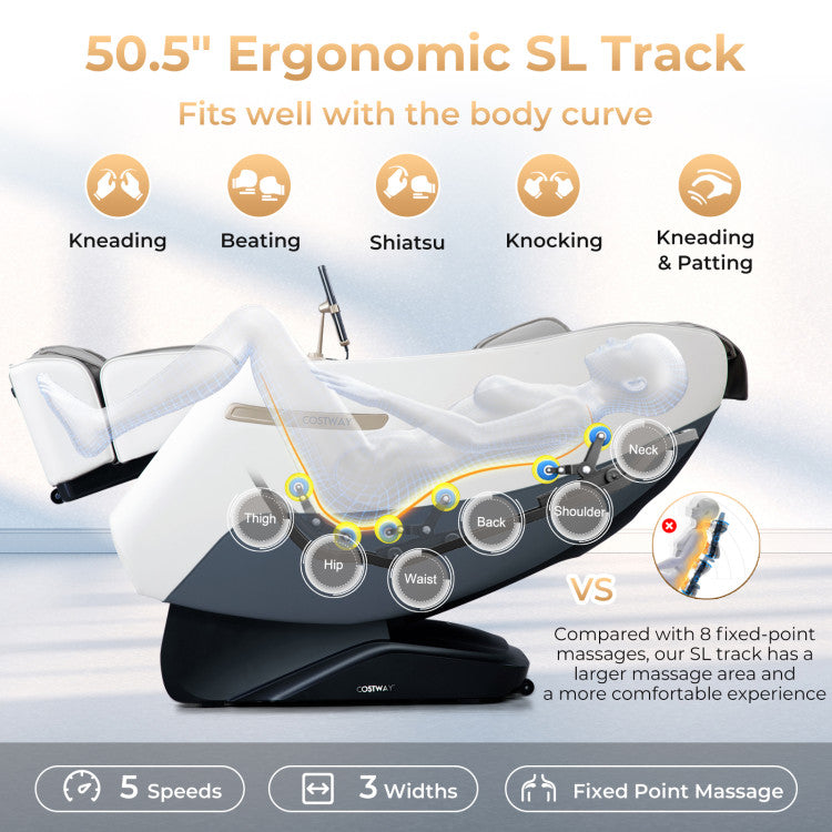 Full Body Massage Chair Zero Gravity SL Track Massage Recliner with 12 Automatic Massage Modes and Remote Control