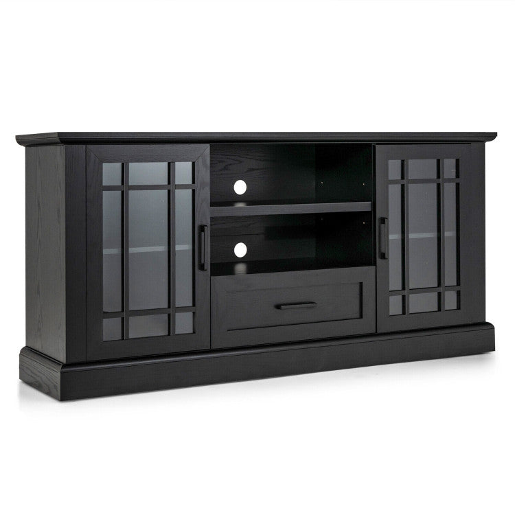 Wooden TV Stand Media Console Table Entertainment Center with Storage Cabinets and Adjustable Shelves for TVs up to 70 Inch