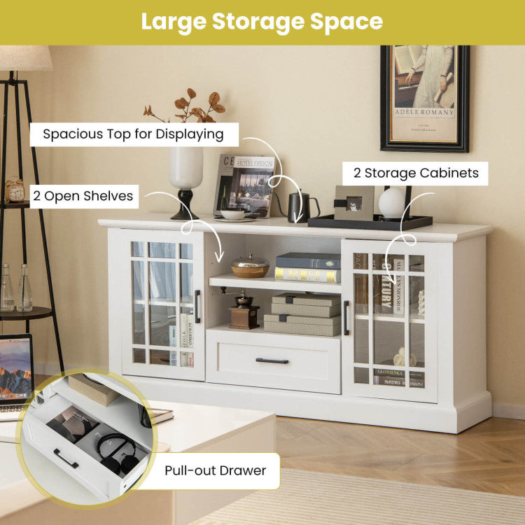 Wooden TV Stand Media Console Table Entertainment Center with Storage Cabinets and Adjustable Shelves for TVs up to 70 Inch