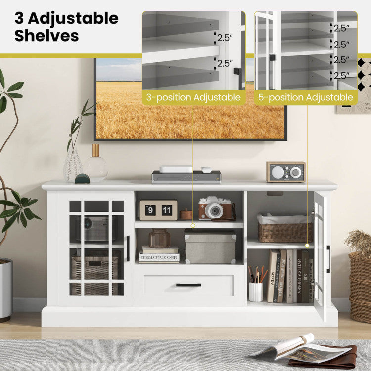 Wooden TV Stand Media Console Table Entertainment Center with Storage Cabinets and Adjustable Shelves for TVs up to 70 Inch