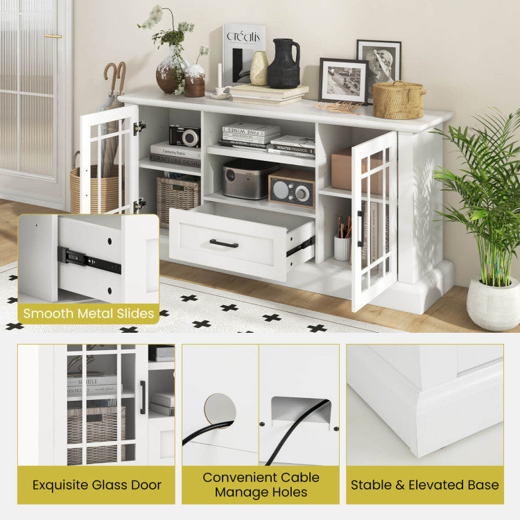 Wooden TV Stand Media Console Table Entertainment Center with Storage Cabinets and Adjustable Shelves for TVs up to 70 Inch