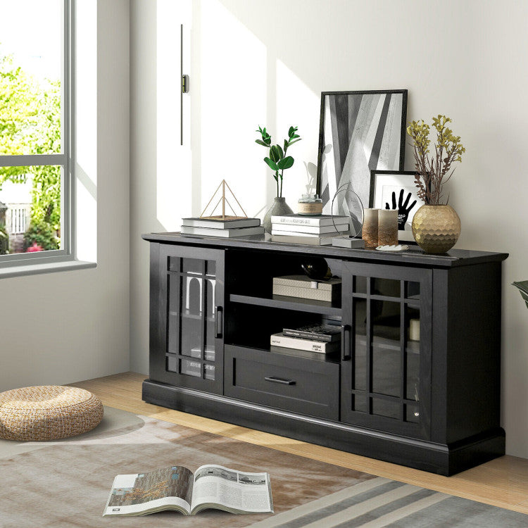 Wooden TV Stand Media Console Table Entertainment Center with Storage Cabinets and Adjustable Shelves for TVs up to 70 Inch