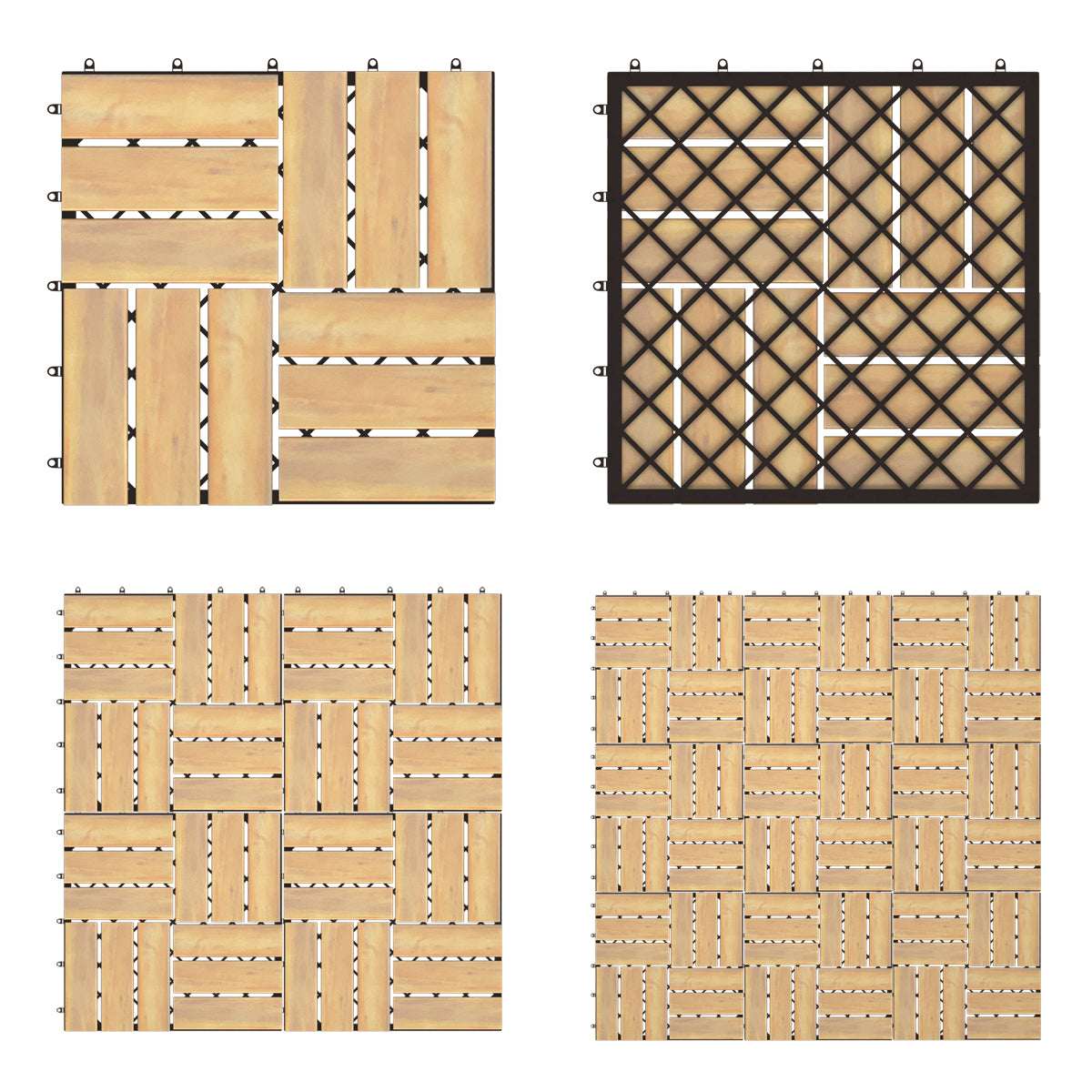 30x30cm Acacia Wood Deck Tiles of 10