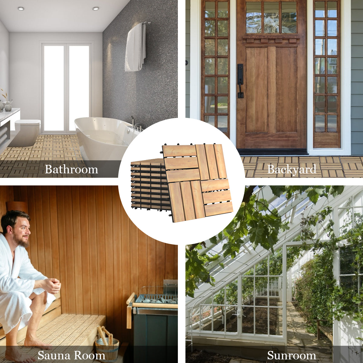 30x30cm Acacia Wood Deck Tiles of 10