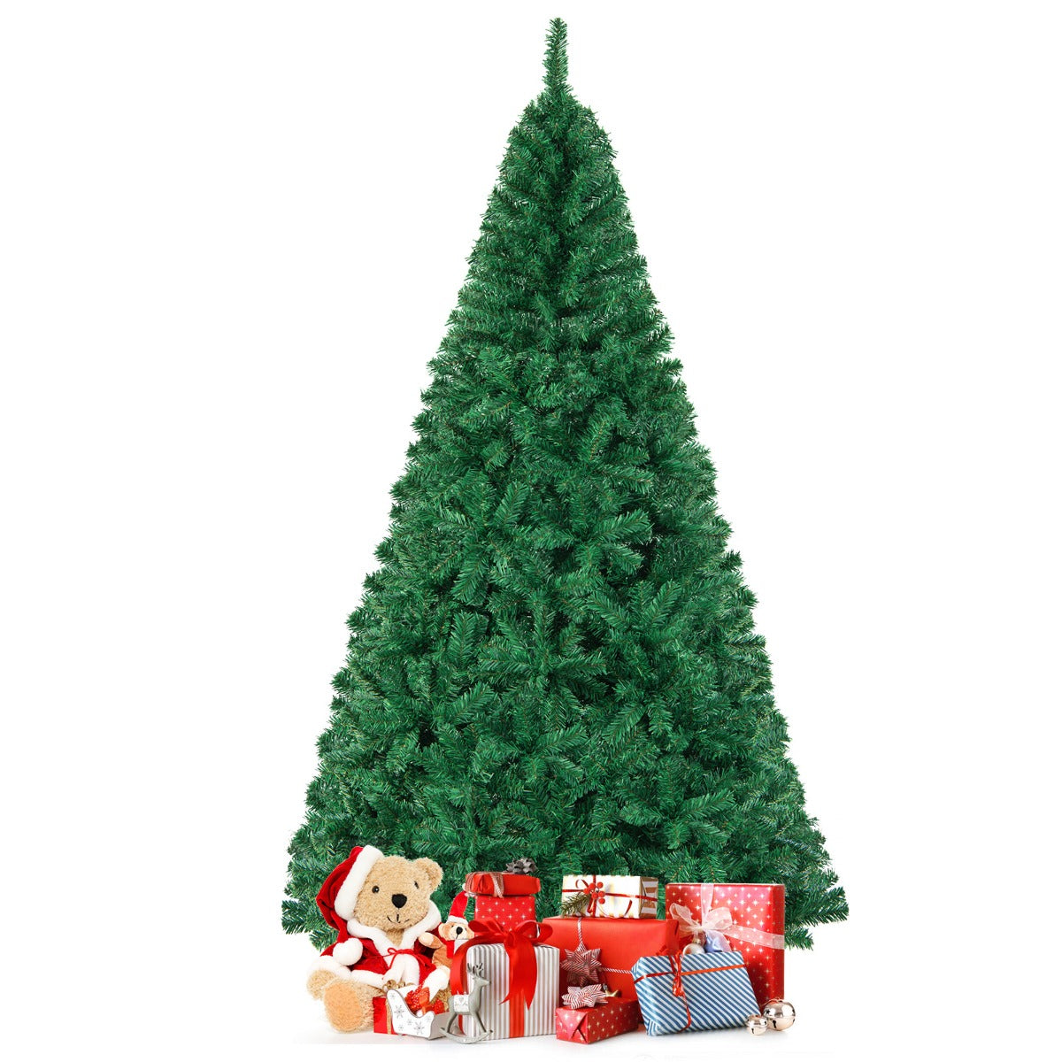 2.4m Artificial Christmas Tree Xmas Pine Tree with Solid Metal Legs