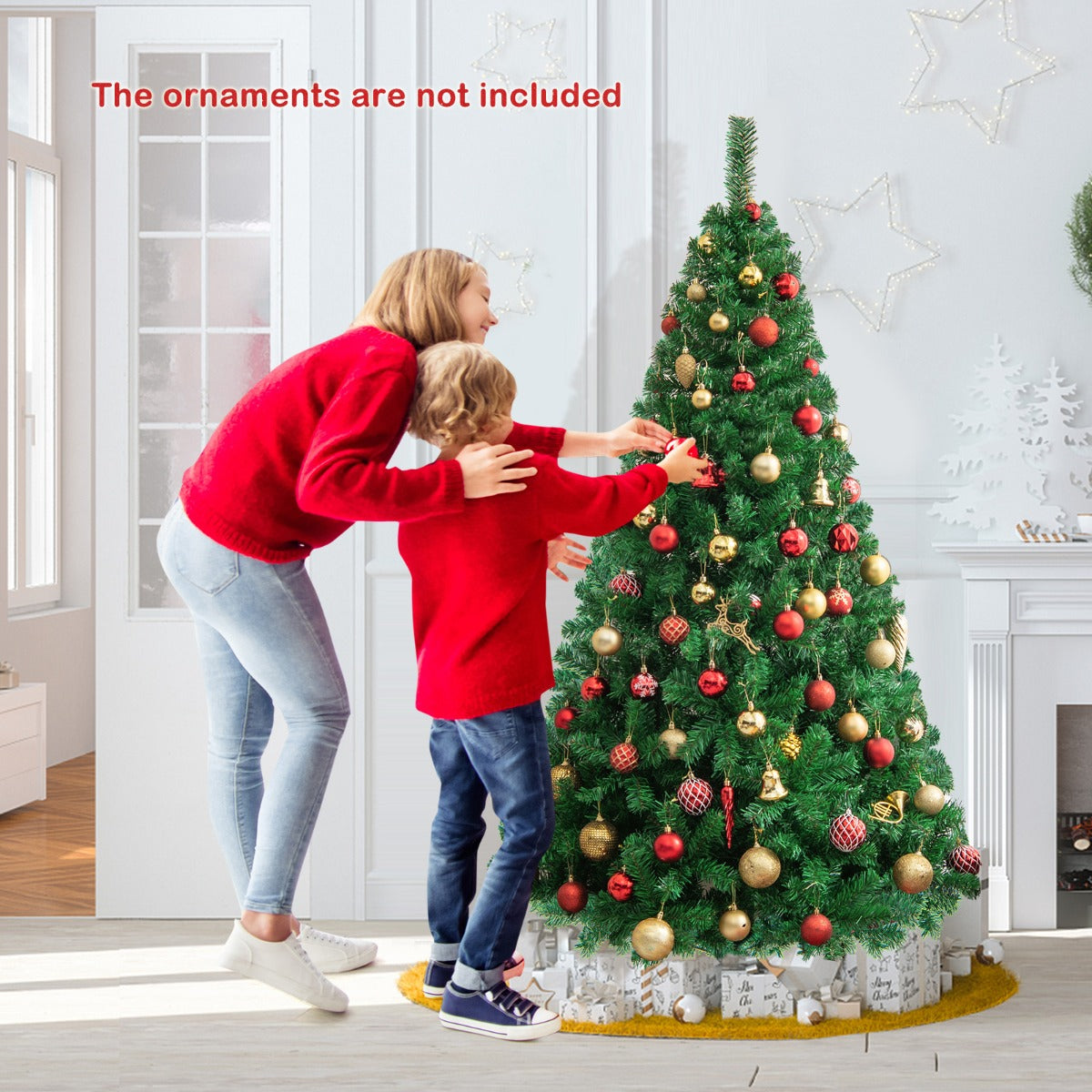 1.8M Artificial Christmas Tree Xmas Pine Tree with Solid Metal Legs