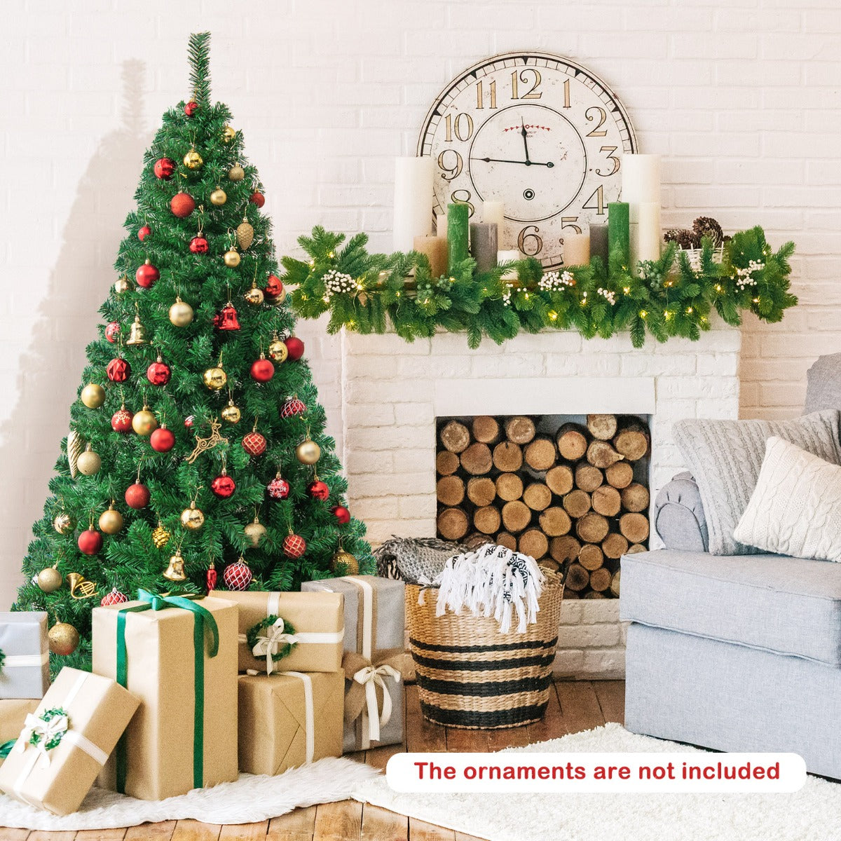 1.8M Artificial Christmas Tree Xmas Pine Tree with Solid Metal Legs