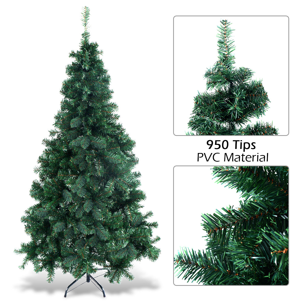 2.1m Artificial Christmas Tree Xmas Pine Tree with Solid Metal Legs
