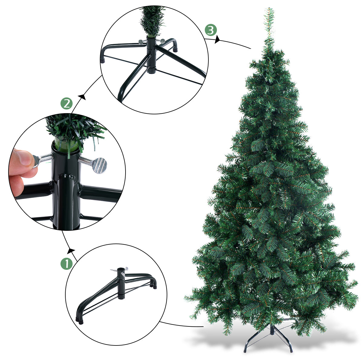2.1m Artificial Christmas Tree Xmas Pine Tree with Solid Metal Legs