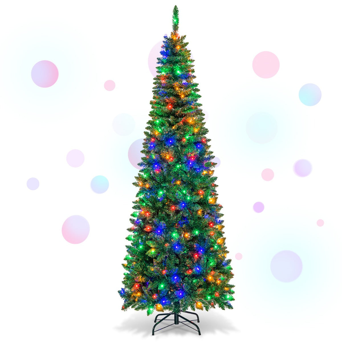 1.98/2.29 M Artificial Pencil Christmas Tree with Tips and LED Lights