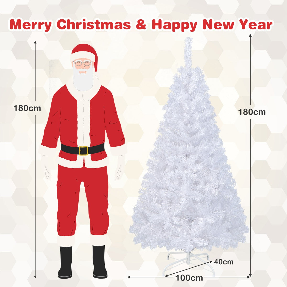 Artificial Xmas Decoration Tree with PVC Branch Tips and Metal Stand