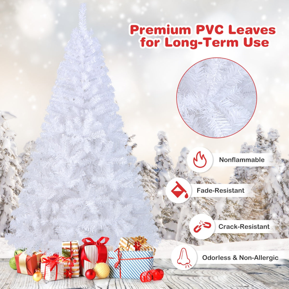 Artificial Xmas Decoration Tree with PVC Branch Tips and Metal Stand