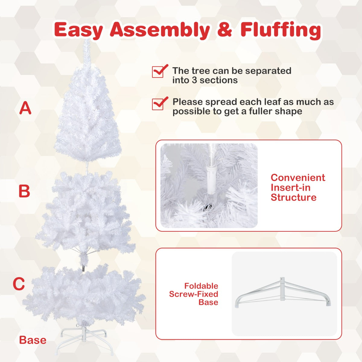 Artificial Xmas Decoration Tree with PVC Branch Tips and Metal Stand