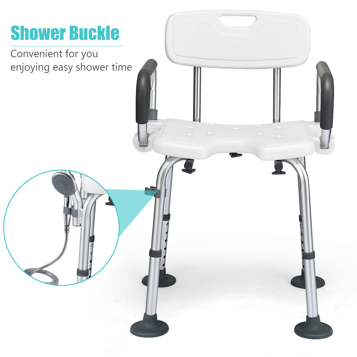 Non-Slip Shower Chair with U-Shaped Cutout for Elderly