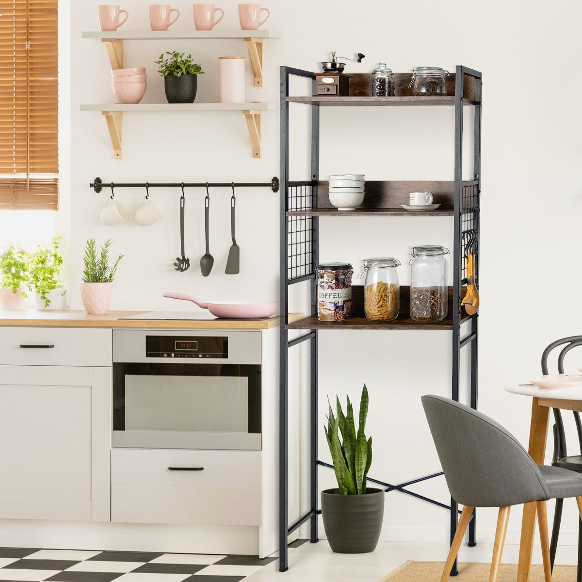 3-Tier Over-The-Toilet Storage Rack with Detachable Hooks
