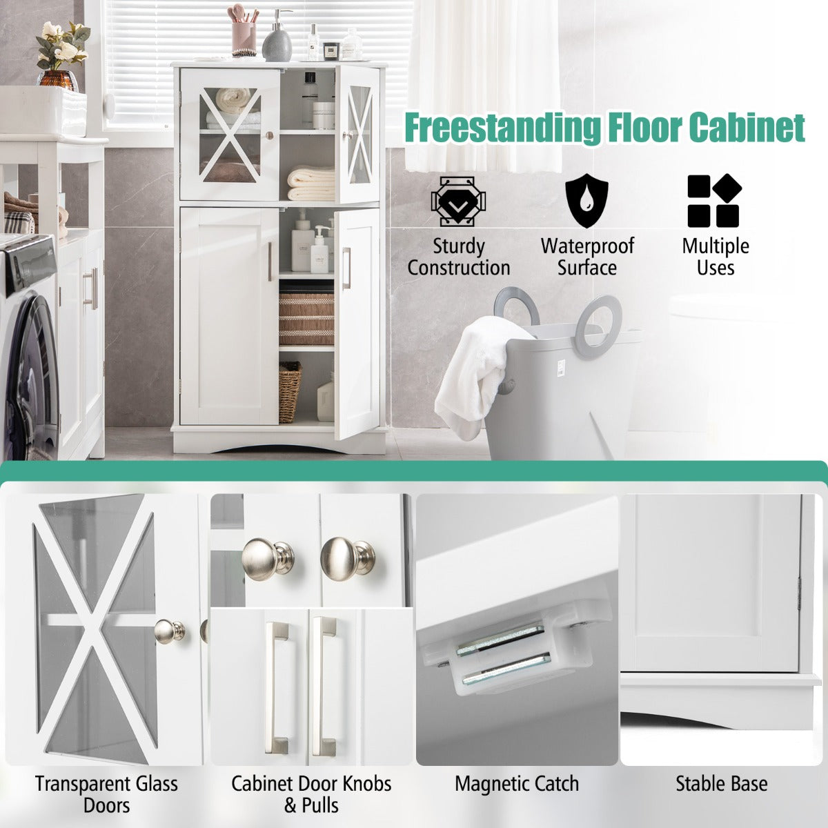 Bathroom Storage Cabinet with Adjustable Shelves for Bathroom