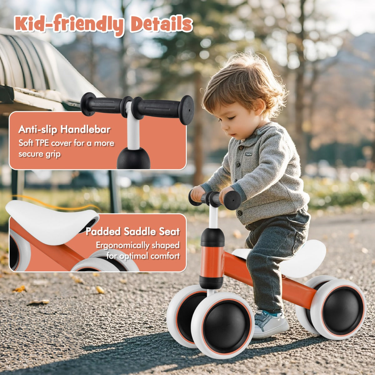 Baby Balance Training Bike with 4 Wheels for Infant