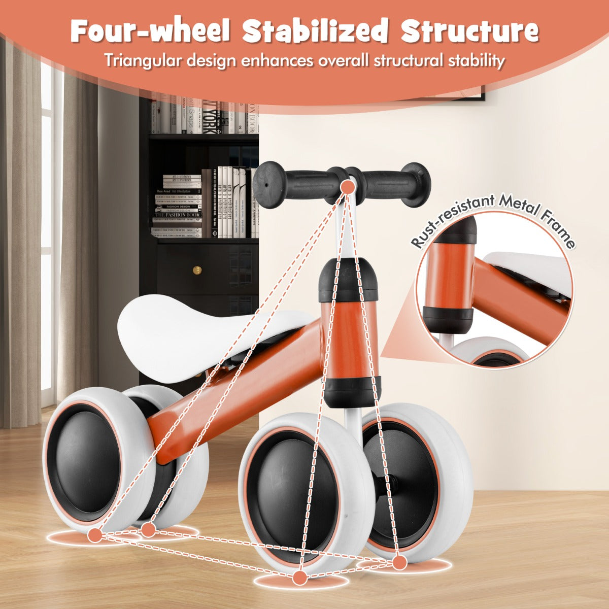 Baby Balance Training Bike with 4 Wheels for Infant