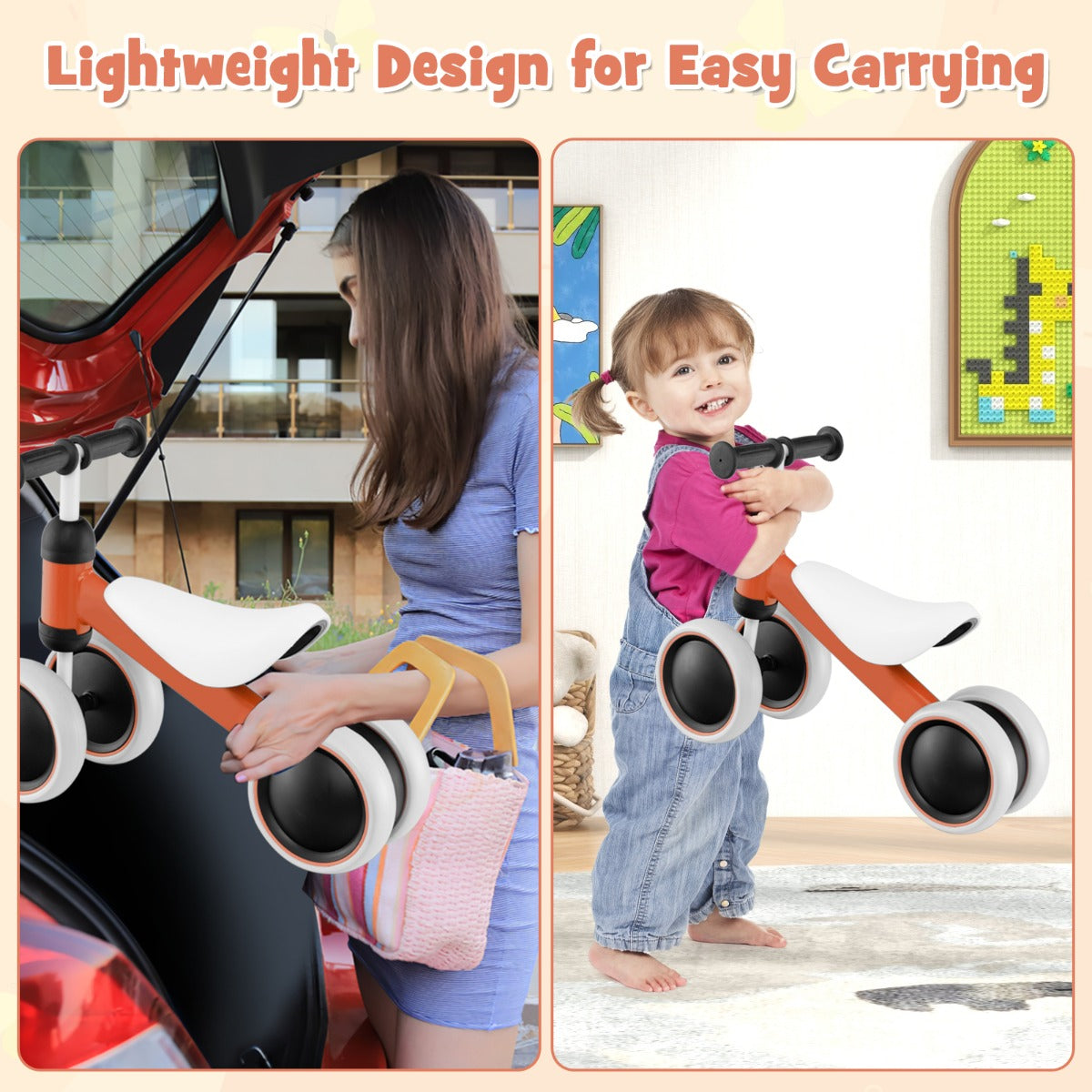 Baby Balance Training Bike with 4 Wheels for Infant