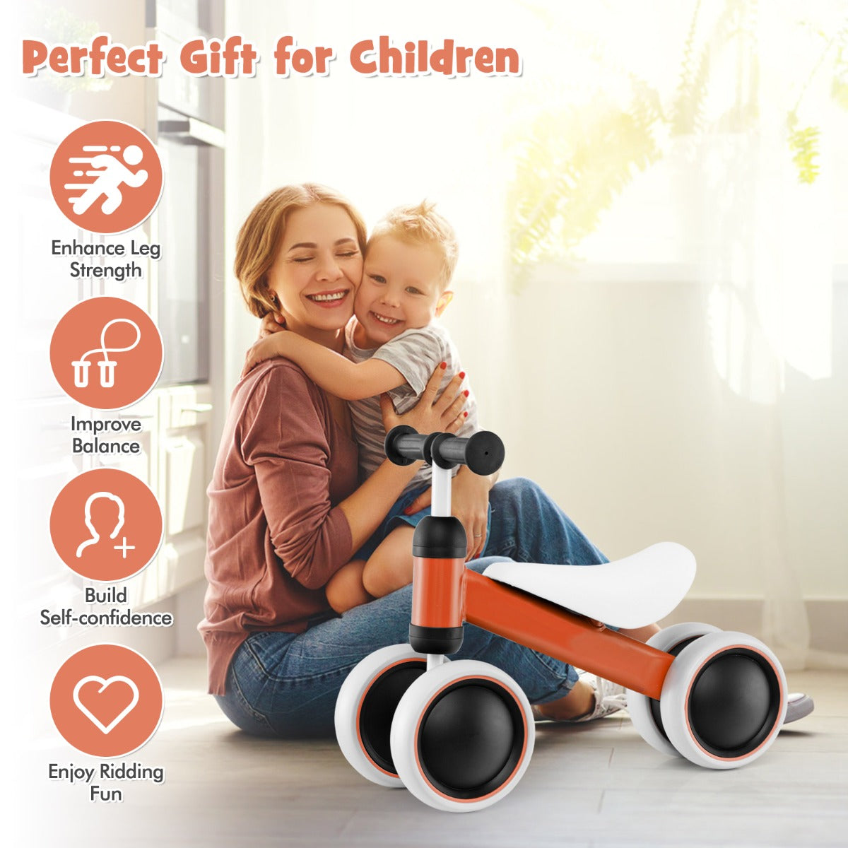 Baby Balance Training Bike with 4 Wheels for Infant
